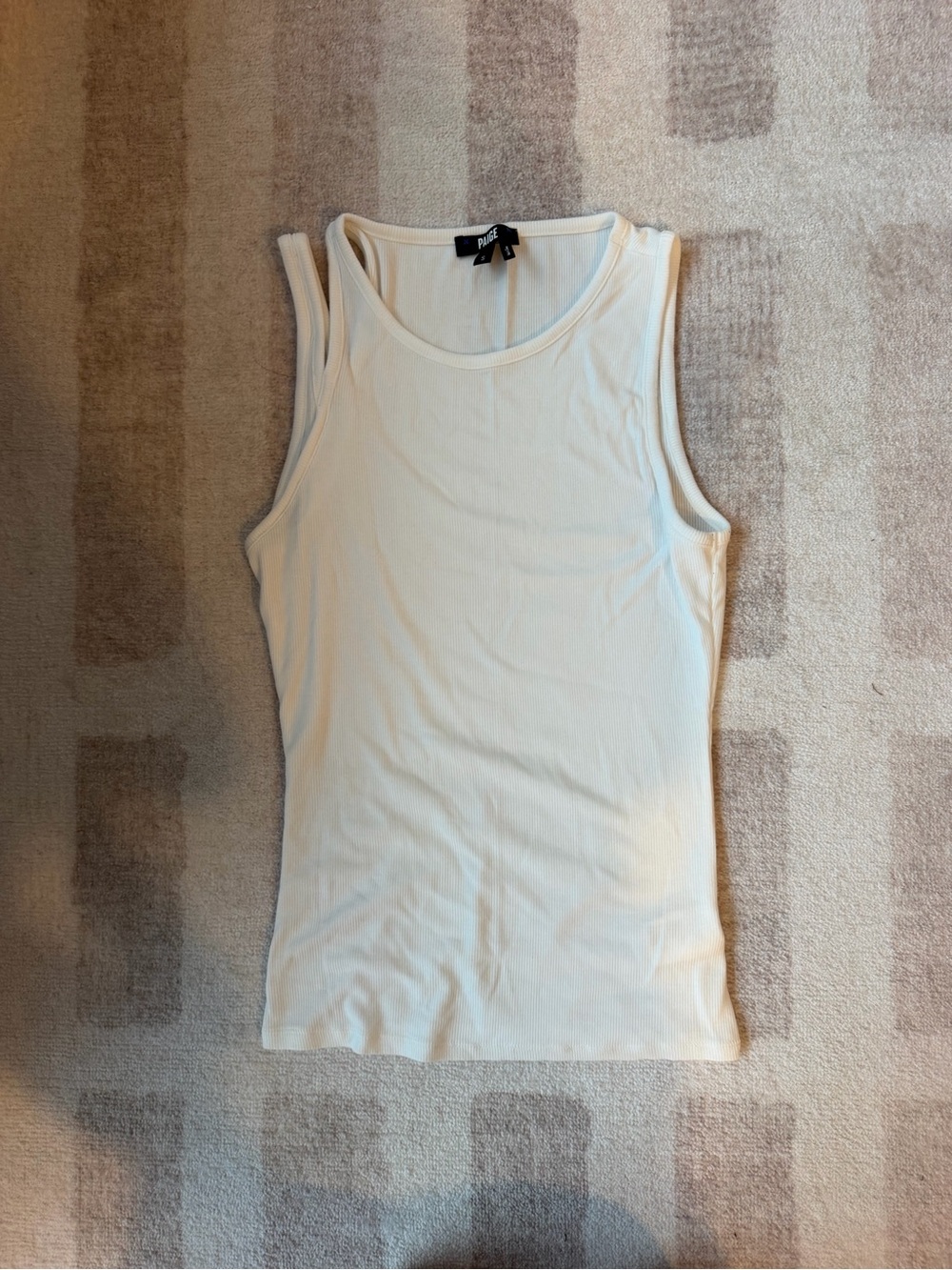 PAIGE Women's Cream Ribbed Scoop Neck Tank